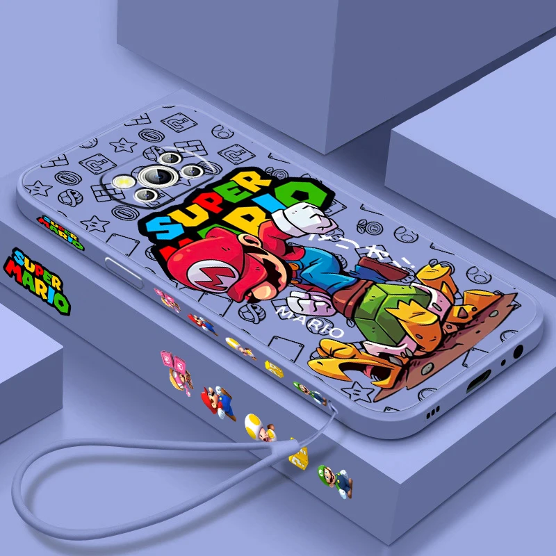 S-Super m-marios b-bros cuerda izquierda líquida para Xiaomi Mi Poco X6 X5 X4 X3 M6 M5 M5S M4 M3 F5 F4 F3 Pro 5G funda de teléfono - imagen 3