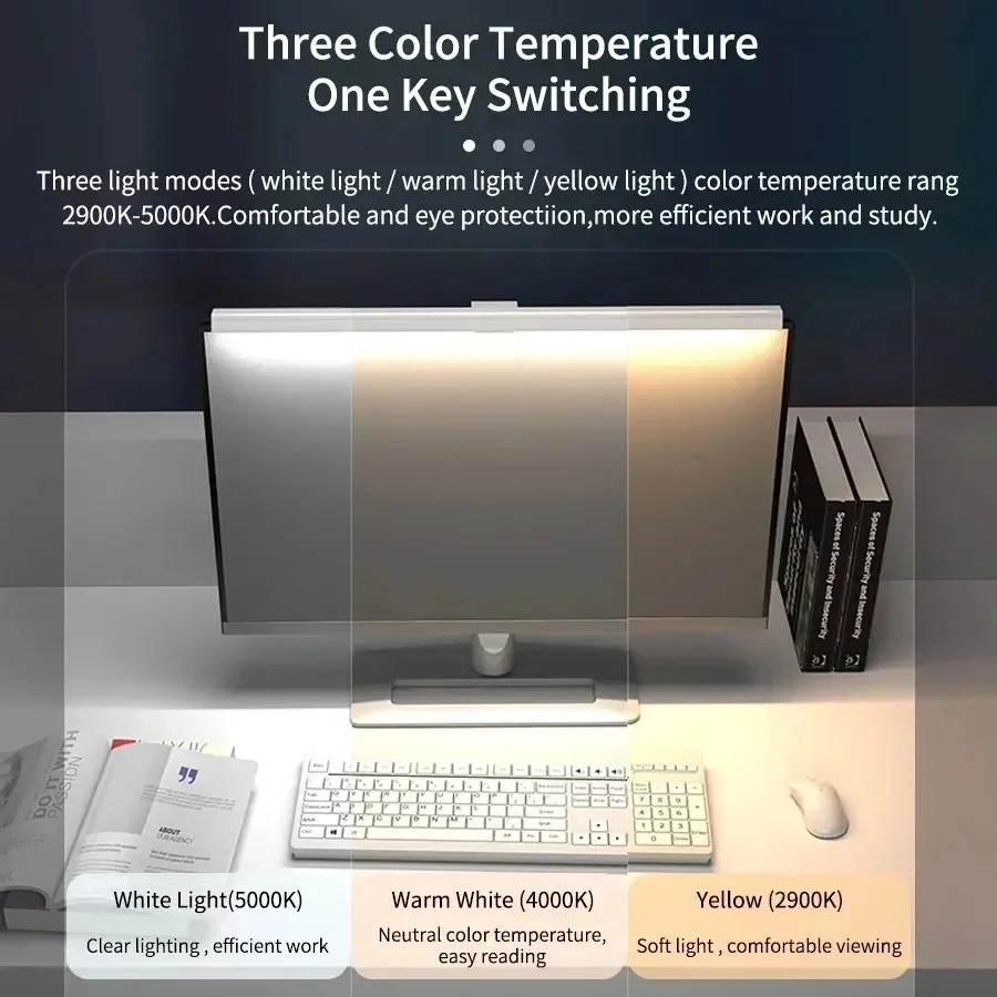 Luz LED para Monitor USB de 50CM, lámpara de escritorio, luces colgantes de pantalla, atenuación continua para protección ocular, luz de lectura para trabajo de estudio - imagen 3