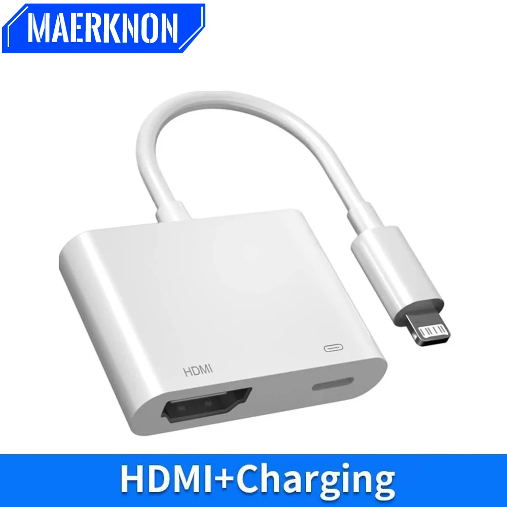 Adaptador Compatible con Lightning a HDMI, Cable de proyección HD 1080P, convertidor de vídeo, conector de pantalla de sincronización de Audio
