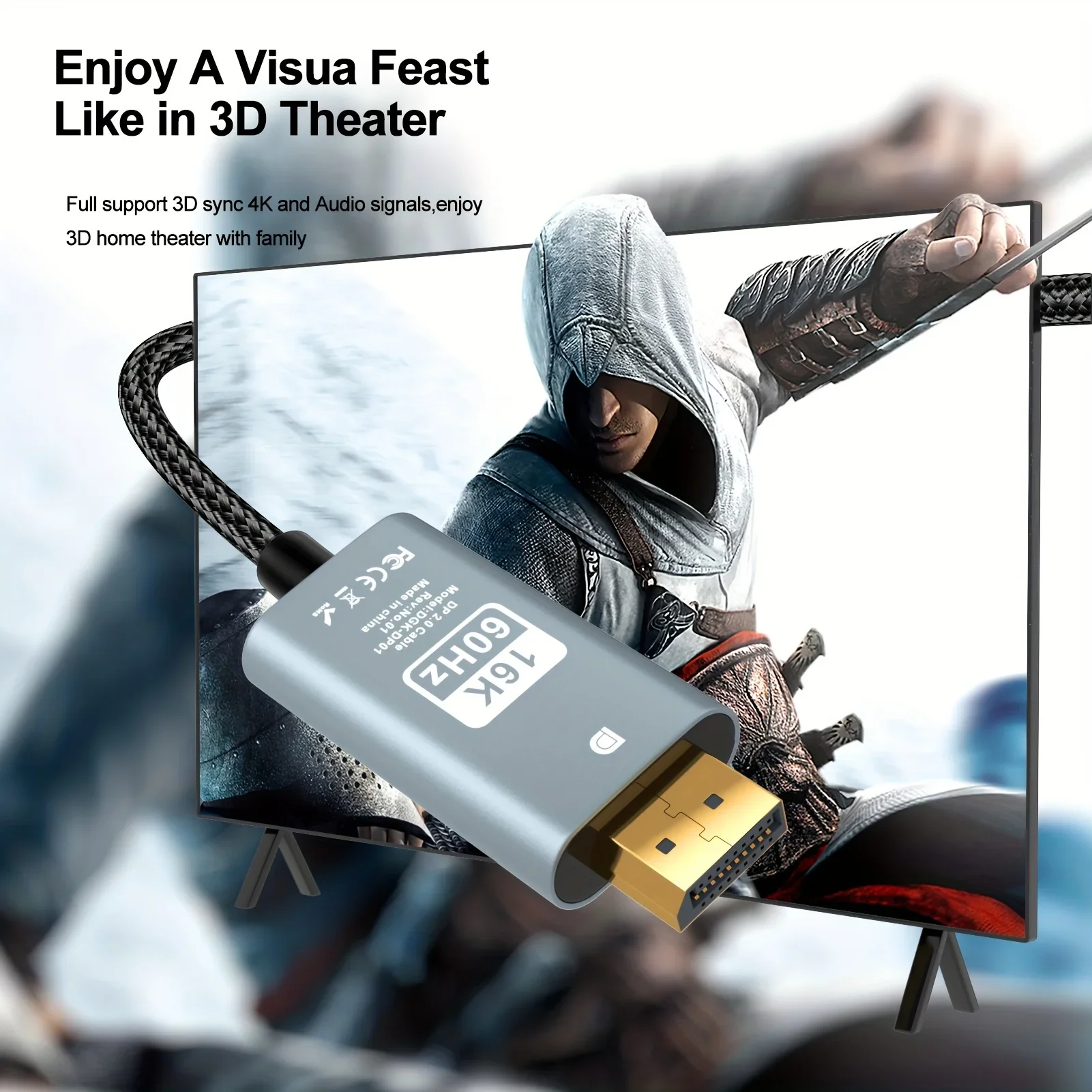 Cable Displayport 16K DP2.1 8K 4K144Hz Cable de Audio y vídeo para Xiaomi TV Box PC Monitor portátil juego DP Cable puerto de visualización - imagen 2