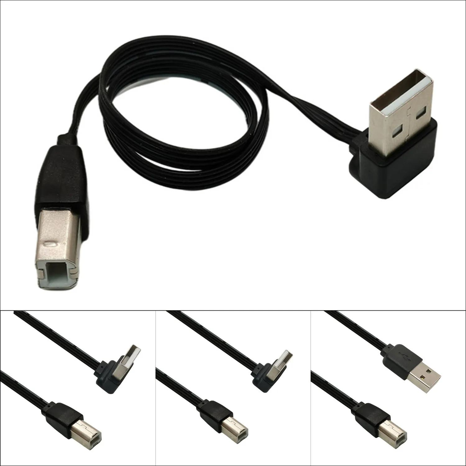 Cable de datos compacto Flexible para impresora Epson, adaptador USB 2,0 tipo A macho A B macho (AM A BM), convertidor corto, color negro, 0,5 m