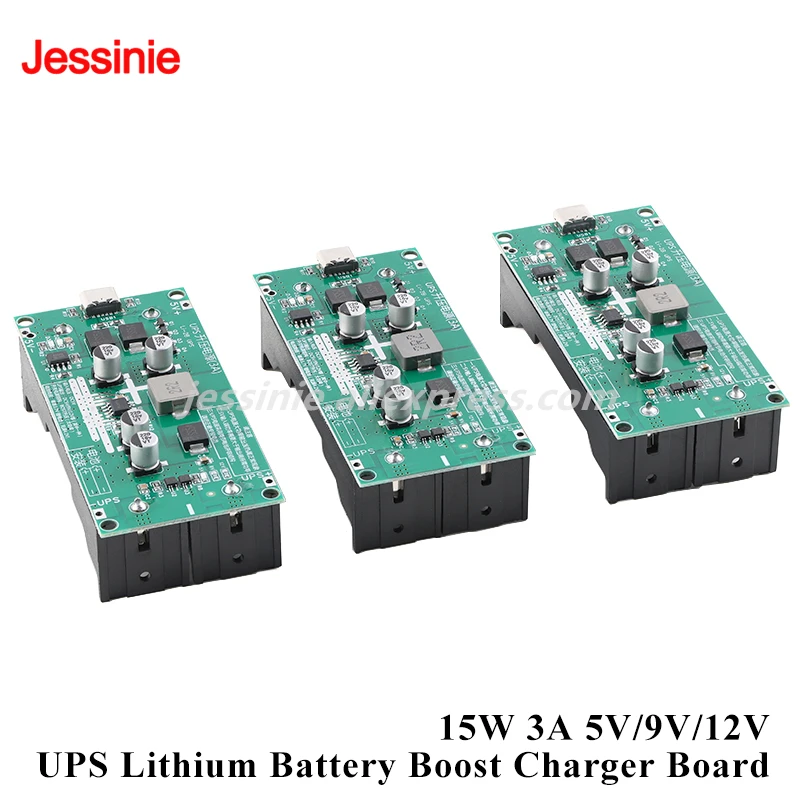 Placa de carga de refuerzo de batería de litio 18650 de alta potencia de 15W 3A 5V 9V 12V UPS módulo de fuente de alimentación ininterrumpida - imagen 2