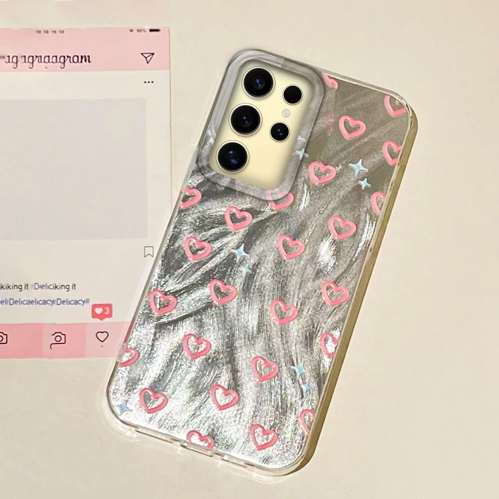 Funda de teléfono con bonito corazón de amor rosa para Samsung Galaxy S25 S24 S23 S22 S21 FE Plus Ultra S25 + S24 + funda trasera de silicona - imagen 4