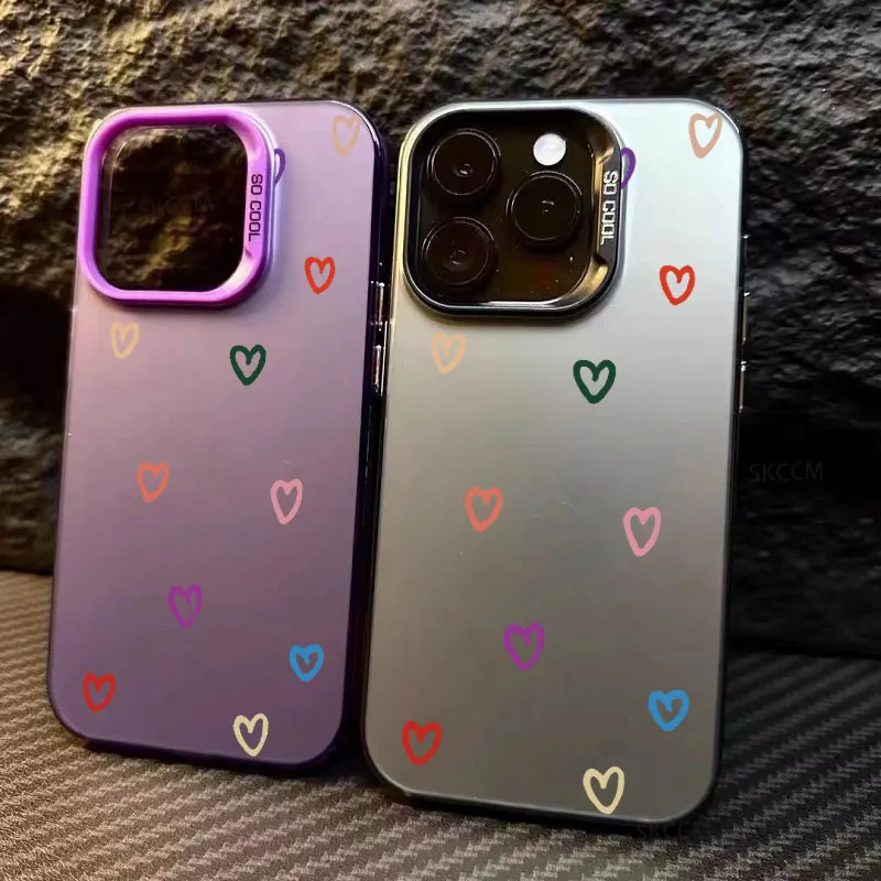 Funda de teléfono con patrón de corazón de amor, cubierta dura mate, pantalla completa de colores, para iPhone 15, 13, 12, 14, 11 Pro Max, X, XS, XR, 7, 8, 15 Plus - imagen 2
