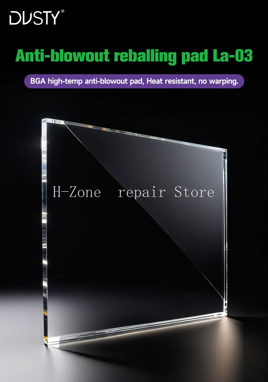 Almohadilla de Reballing Antiexplosión MECHANIC La-03, 20x20mm, Vidrio Blanco, para BGA, Soldadura de Bolas, Reparación de CPU, GPU, Chip, Teléfono - imagen 2