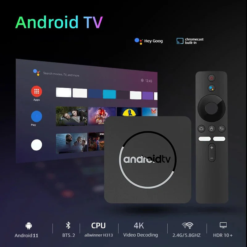 Q96 ATV Smart TV Box Android 11 Control por Voz Allwinner H313 WiFi Dual 4G 5G HD 4K HDR 10 BT5.0 8GB 128GB PK Q1 Decodificador IPTV - imagen 4