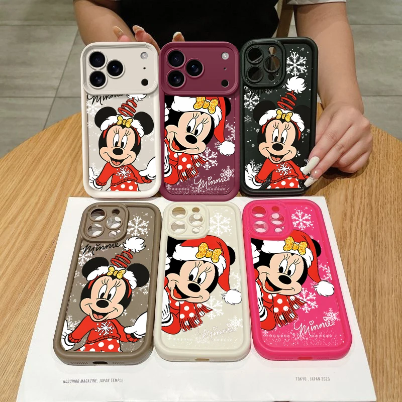 Precioso Feliz Navidad copo de nieve Mickey Minnie funda para Iphone 17 Air 16 15 14 13 12 11 Pro Max Plus 16E 17 Pro Max teléfono Capa