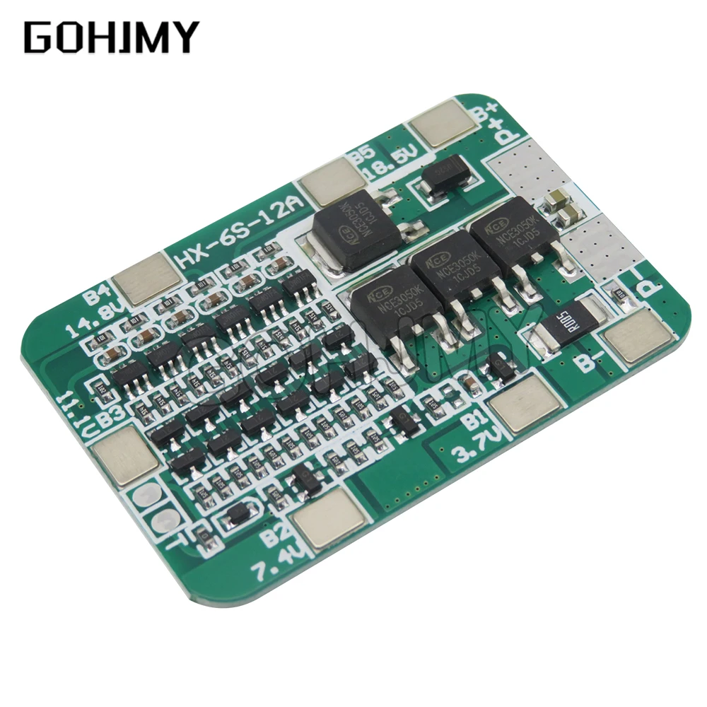 1 Uds 6S 15A 24V PCB BMS Placa de protección nuevo para 6 paquetes 18650 Li-ion módulo de batería de litio Kit DIY