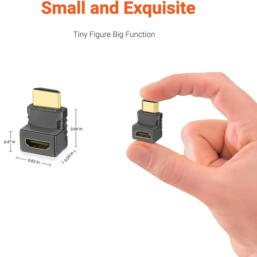 Adaptador macho a hembra compatible con HDMI de 90 grados hacia arriba, conector extensor plano en forma de L para PC, HDTV Fire Stick Chromecast - imagen 3
