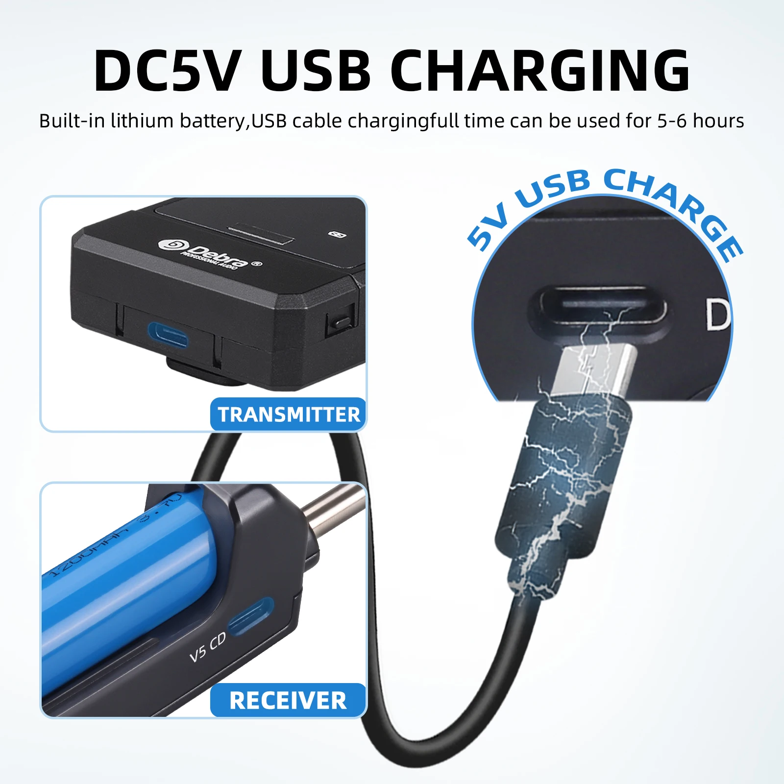 Debra-Sistema de micrófono Lavalier inalámbrico, portátil, MT-20, UHF, con Monitor de Audio, alcance de 50M, para entrevista, grabación en vivo de Vlog - imagen 4