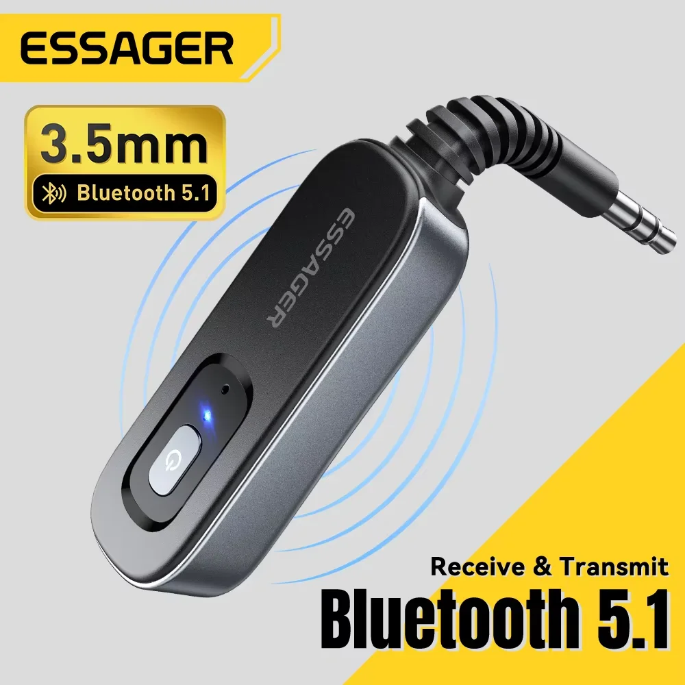 Essager Bluetooth 5,1 transmisor receptor de Audio 3,5 MM 3,5 AUX con micrófono estéreo música adaptador inalámbrico para PC TV altavoces de coche - imagen 2