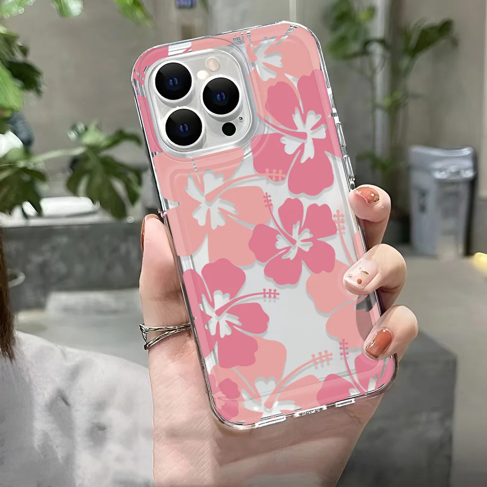 Funda transparente Simple con flores finas para iPhone 16 15 14 11 13 12 Pro Max Mini XR 15 14 16 Plus, funda a prueba de golpes para iPhone 13 - imagen 2
