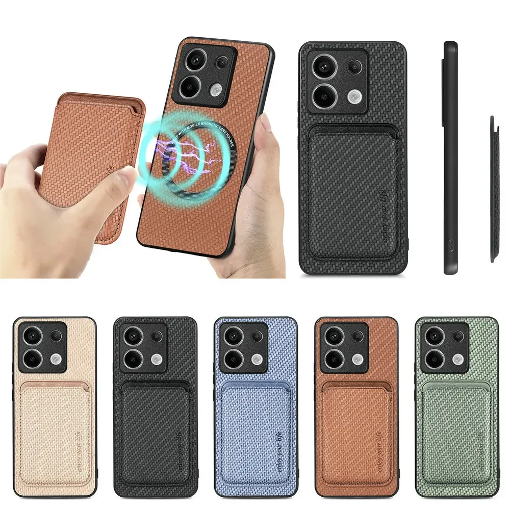 Para Moto Edge 60 Pro cargador inalámbrico Funda de cuero con imán para Moto Edge 60 Fusion Edge60 S ranura para tarjeta magnética cubierta de fibra de carbono - imagen 2