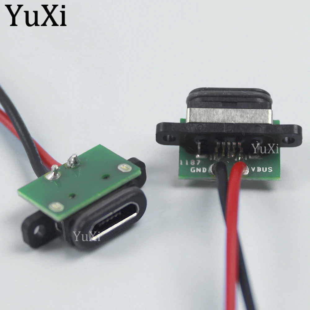 Conector hembra a prueba de agua IPX8 Micro USB de 5 pines, puerto de carga de energía con Cable de placa PCB, pieza de reparación de orificios de tornillo, 1 unidad - imagen 2