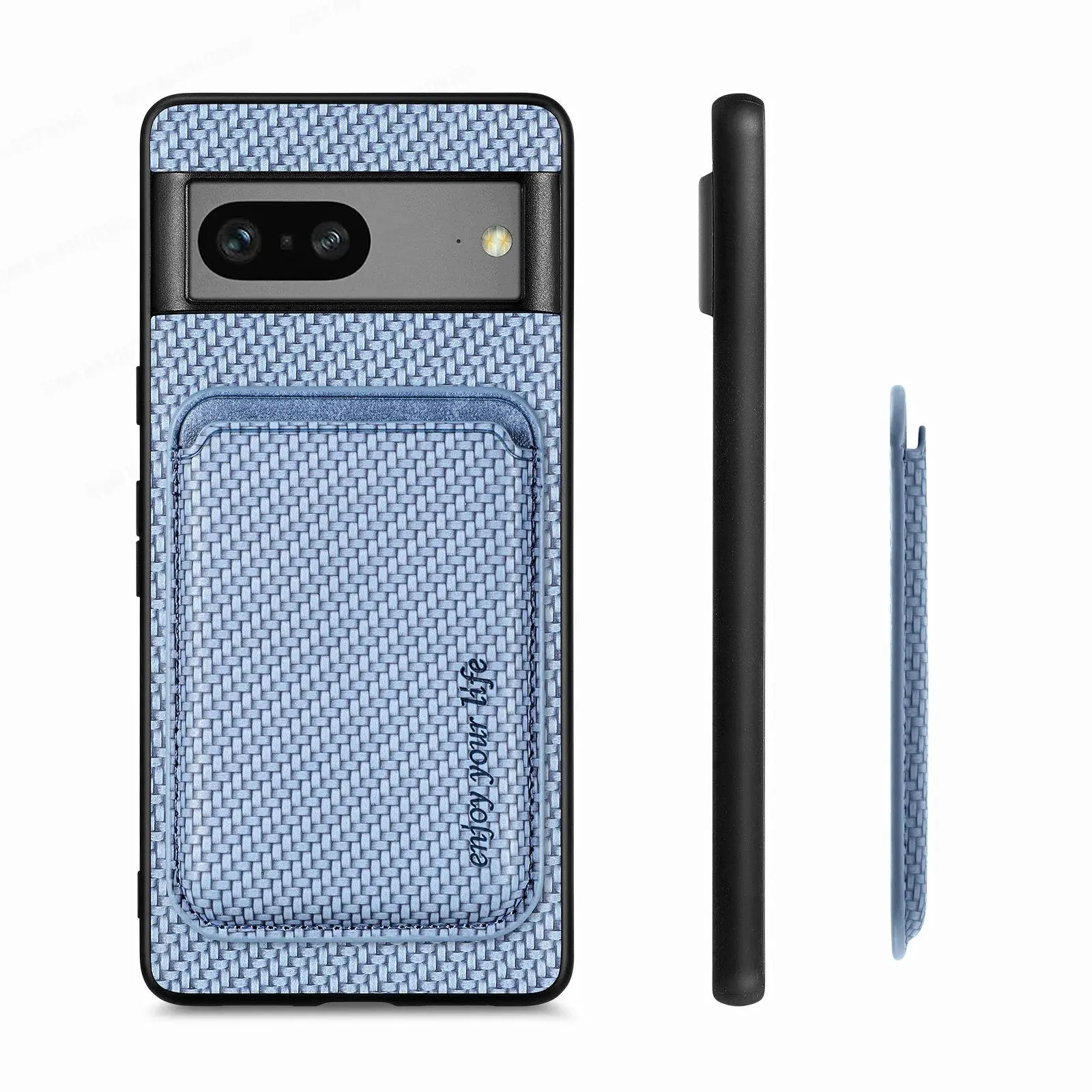 Funda magnética de cuero de fibra de carbono para Google Pixel 7 Pro, carcasa con ranura para tarjeta de carga inalámbrica, Magsafe - imagen 4