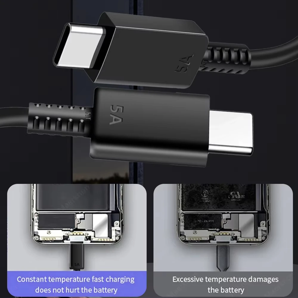 NNBILI-Cable de carga súper rápida para móvil, Cable de datos de carga rápida, 5A, 45W, Dual USB C, para iPhone 15, Samsung S24 Plus, Note 20, Ultra PD, 1-4 unidades - imagen 5