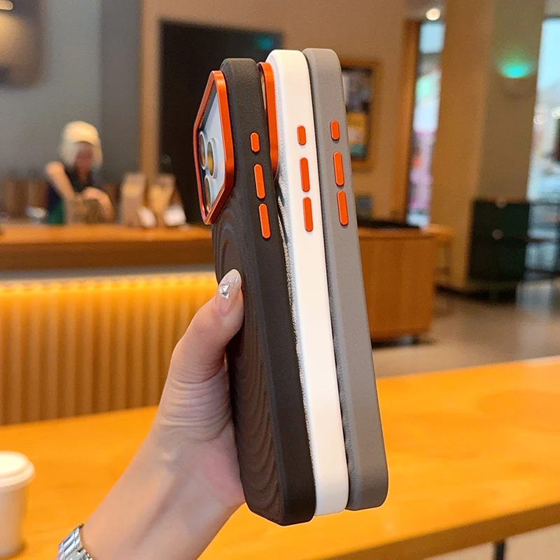 Para Apple iphone 17 Pro Max funda dura PU onda magnética carga inalámbrica funda protectora trasera para iphone 17 Air Pro Shell - imagen 5