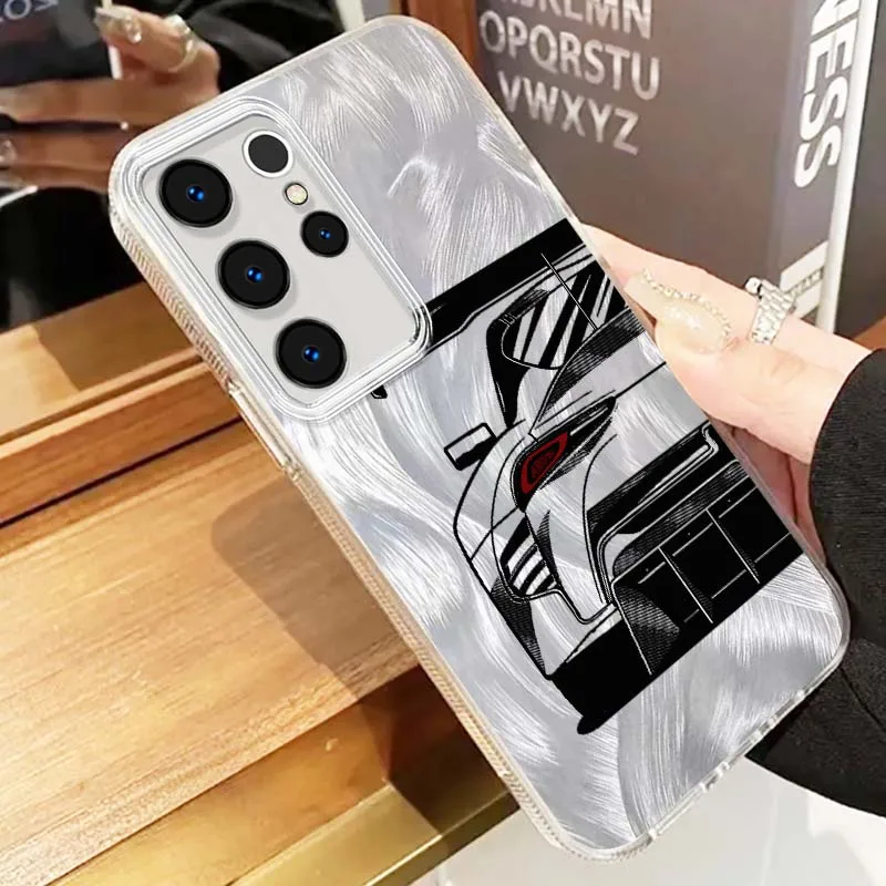 Funda de luces traseras de carreras a la moda para Samsung Galaxy S25 S24 S23 S22 S21 S20 Ultra FE Lite funda de teléfono con textura de plumas - imagen 4