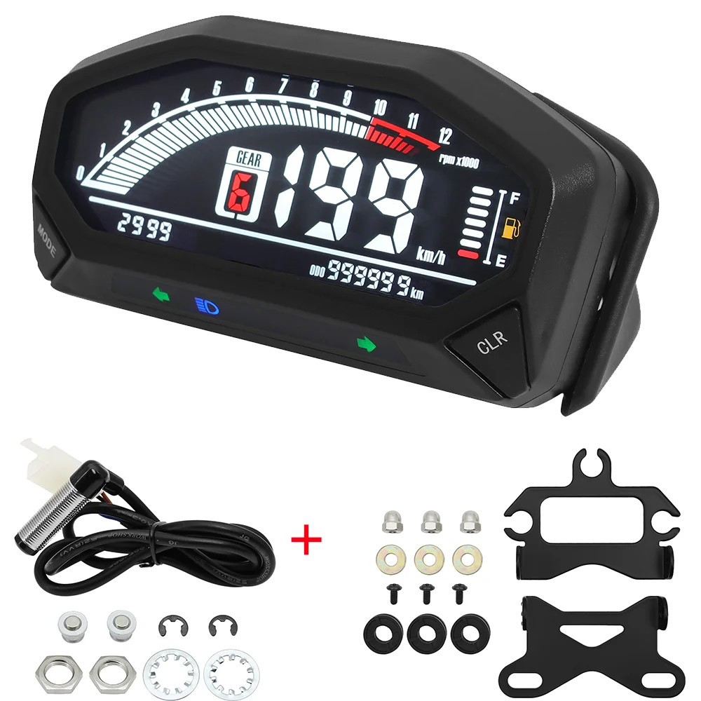 Odómetro Digital Universal para motocicleta, velocímetro LCD, medidor de velocidad para salpicadero impermeable, medidor de RPM para Kawasaki para 1,2,4 cilindros - imagen 2
