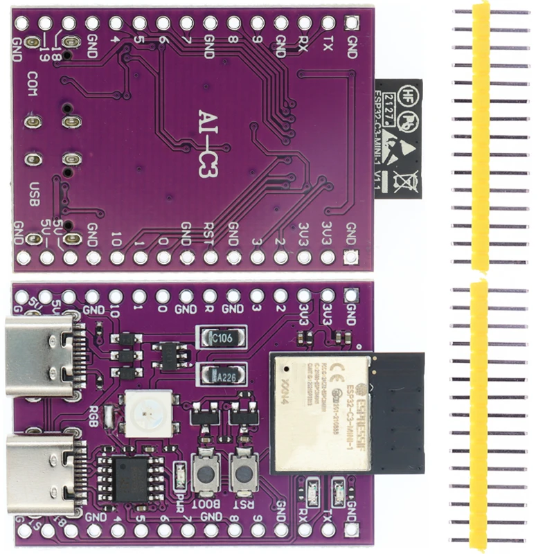 ESP32 ESP32-C3 AI-C3 ESP32-C3-DevKitM-1 ESP32-C3-MINI-1 AI-S3 ESP32-S3 N16R8 ESP32-S3-DevKit C Placa de desarrollo USB Dual tipo C - imagen 4
