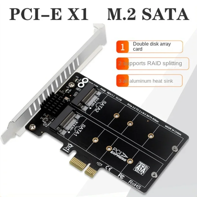 Tarjeta de expansión RAID Splitter para PCIE X1 a Dual NGFF M.2 SATA SSD - imagen 3