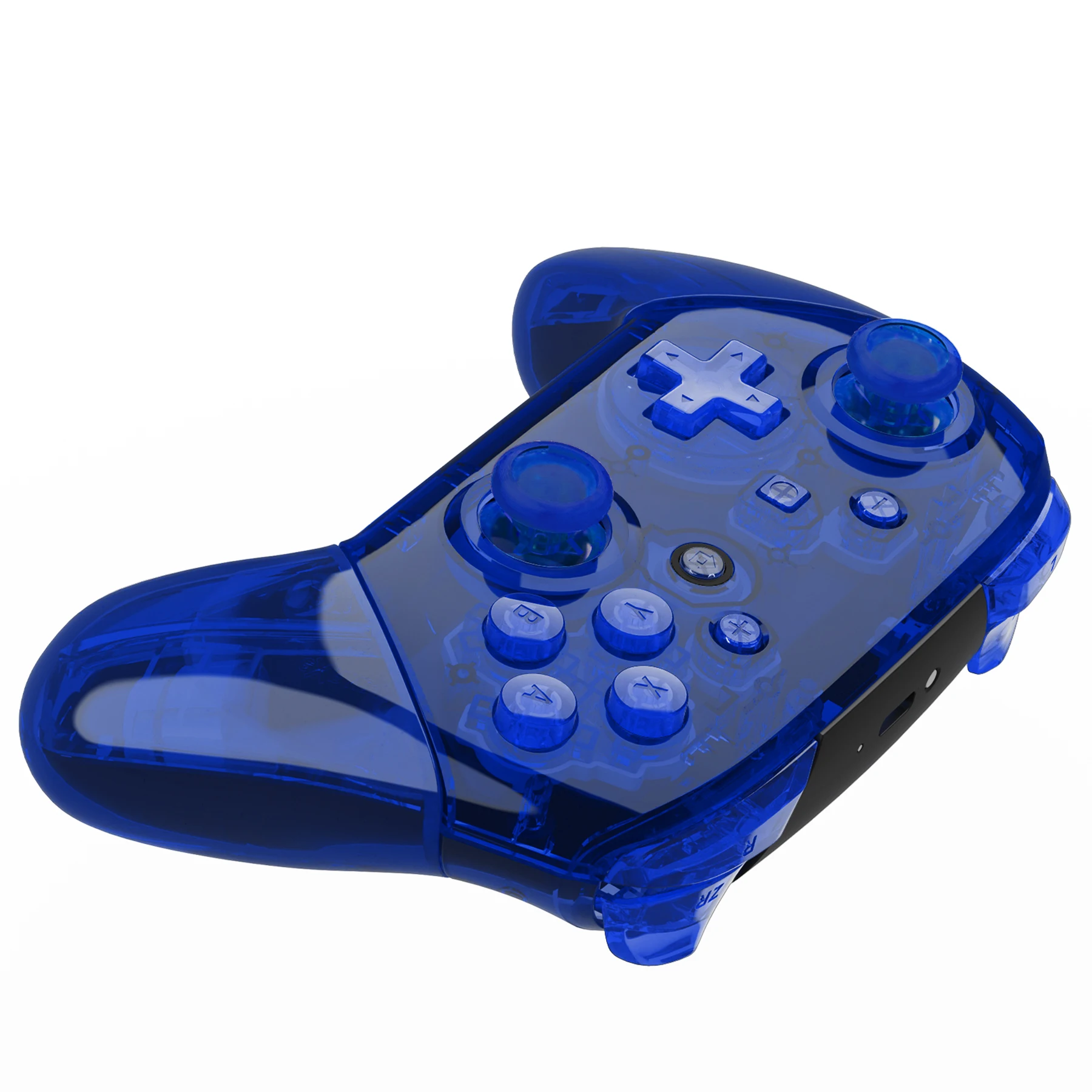eXtremeRate Juego completo de manijas de placa frontal de carcasa con kit de botones para Nintendo Switch Pro - Azul transparente como cristalino - imagen 4