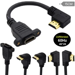 Extensor HDMI 90° Ángulo Recto Macho Hembra – Montaje Panel 4K
