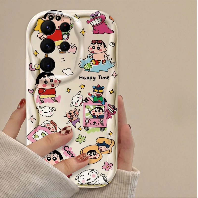 Preciosa funda C-Crayon S-ShinChan 3D Wave para Samsung Galaxy S24 Ultra S23 S22 Plus S21 S20 FE A25 A55 A35 A15 A16 A05 A05S A06 - imagen 5