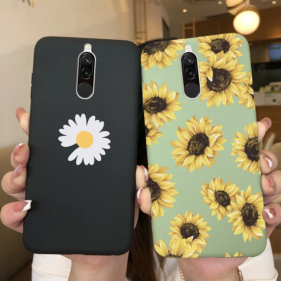 Funda blanda para Xiaomi Redmi 8, Fundas de silicona, funda trasera para teléfono Redmi8, parachoques de corazón de amor y flores para Xiaomi Redmi 8 - imagen 3