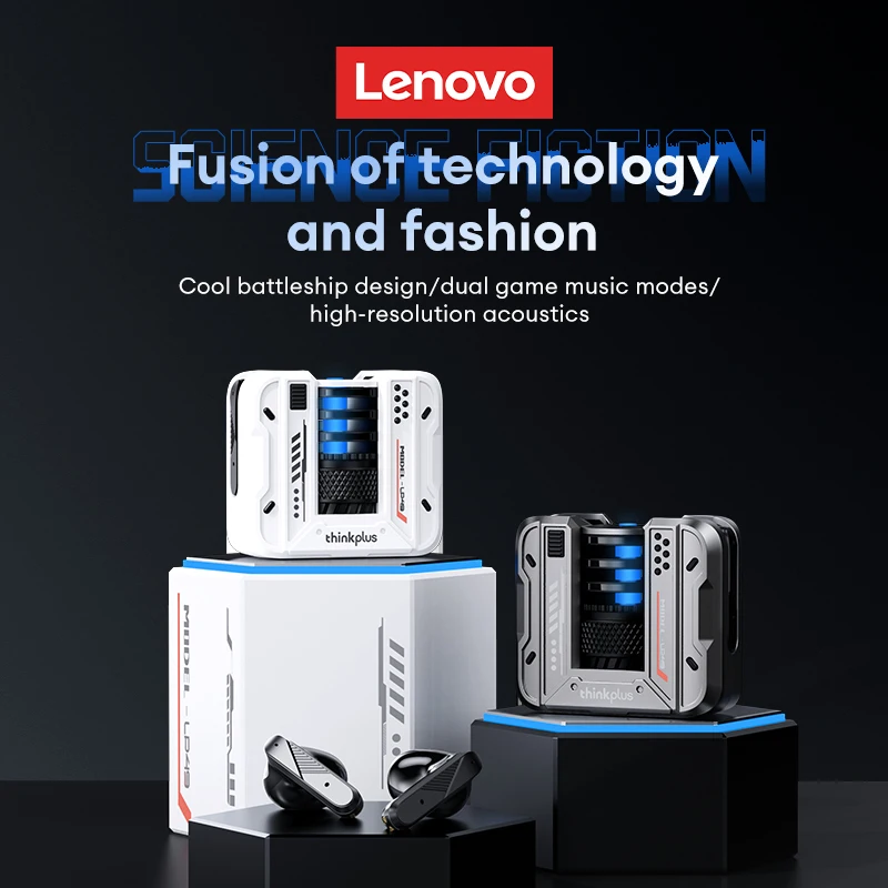 Choice Lenovo-auriculares inalámbricos LP49 TWS, cascos con Bluetooth V5.4, Media oreja, para música y juegos, batería ultralarga de 24H, novedad - imagen 2