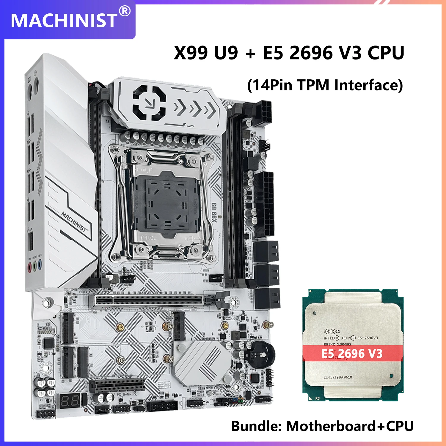 Placa base MACHINIST X99 U9 TPM2.0 con Intel Xeon E5 2696 V3 y DDR4 16GB RAM cuatro canales NVME M.2 * 3 USB3.0 - imagen 2