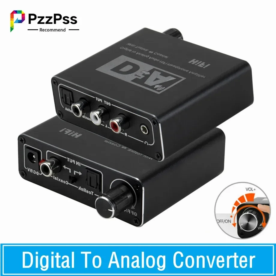 PzzPss Hifi DAC Amp convertidor de Audio Digital a analógico RCA 3,5mm amplificador de auriculares Toslink salida Coaxial óptica dac 24 bits