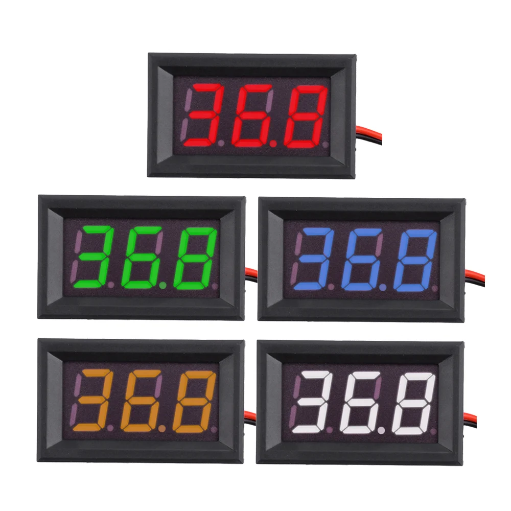 Mini voltímetro DC5-120V LED Panel de pantalla Digital medidor de voltaje 2 cables 0,56 ''medidor de Monitor de voltaje para motocicleta coche - imagen 2