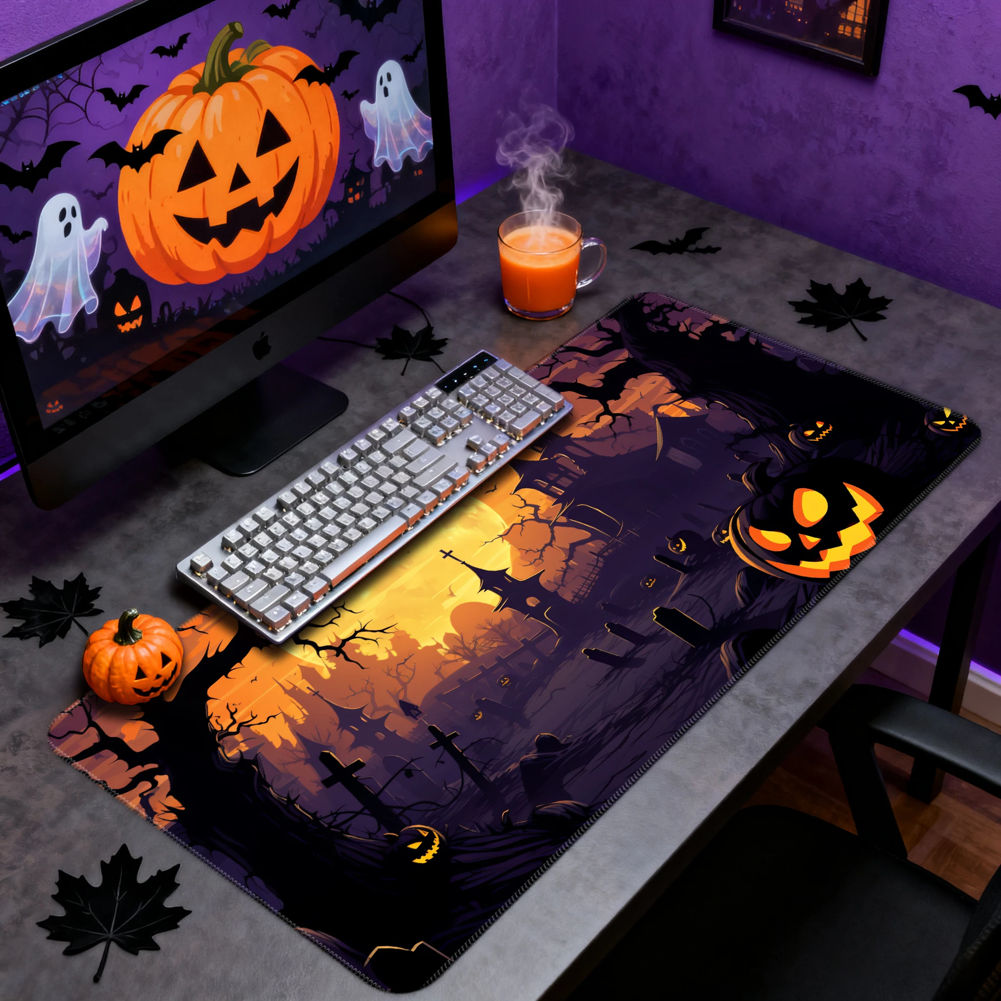Alfombrilla de ratón de Halloween, alfombrilla de escritorio para teclado de juegos de anime XL, base de goma antideslizante, protector de escritorio extendido grande para el hogar y la Oficina - imagen 4