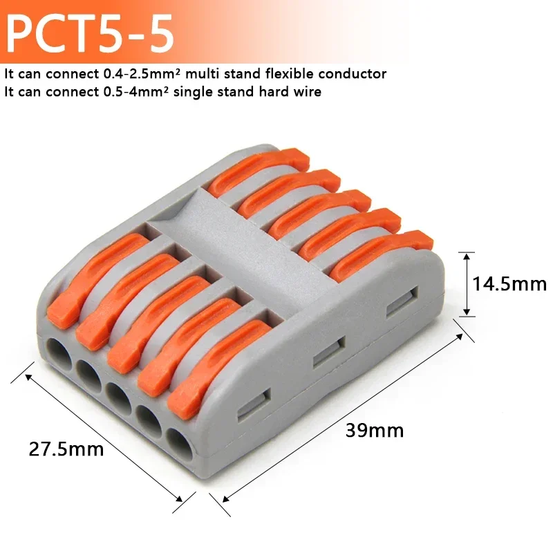 1 ~ 100 Uds. Conectores de Cable universales rápidos conexión de Cable de cableado de empalme compacto 0,08-4,0 mm2 Terminal Conductor de empuje - imagen 4