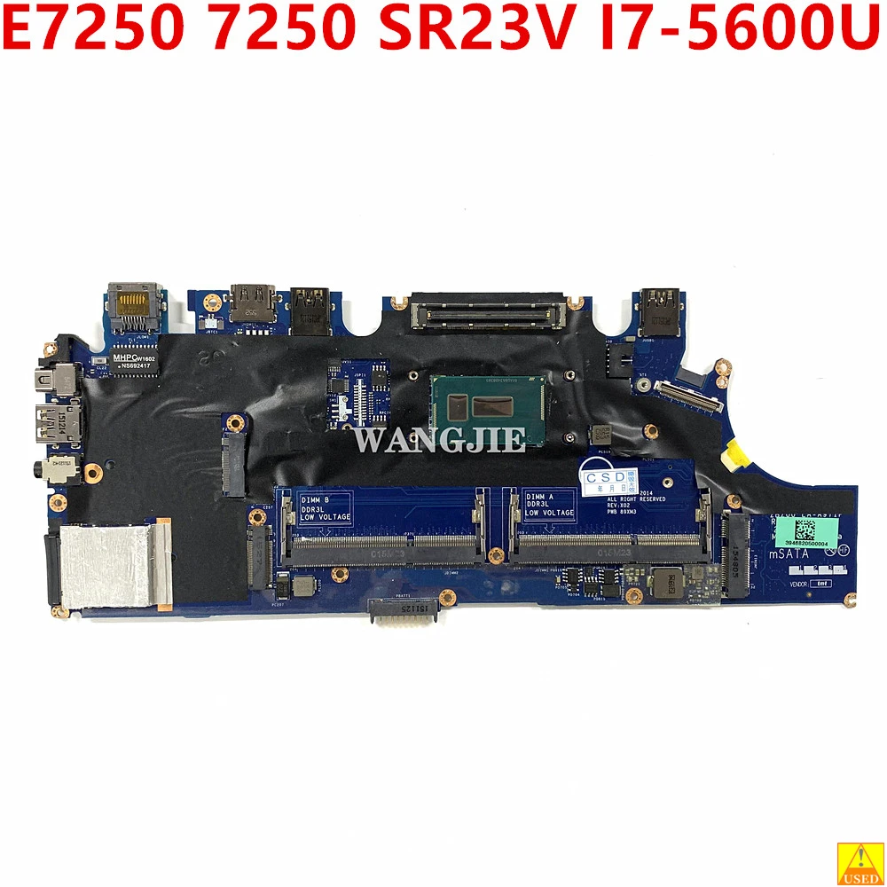 Placa base para ordenador portátil DELL Latitude E7250 7250 SR23V I7-5600U CN-0TPHC4 0TPHC4 ZBZ00 LA-A971P SR23V DDR3, 100% en funcionamiento