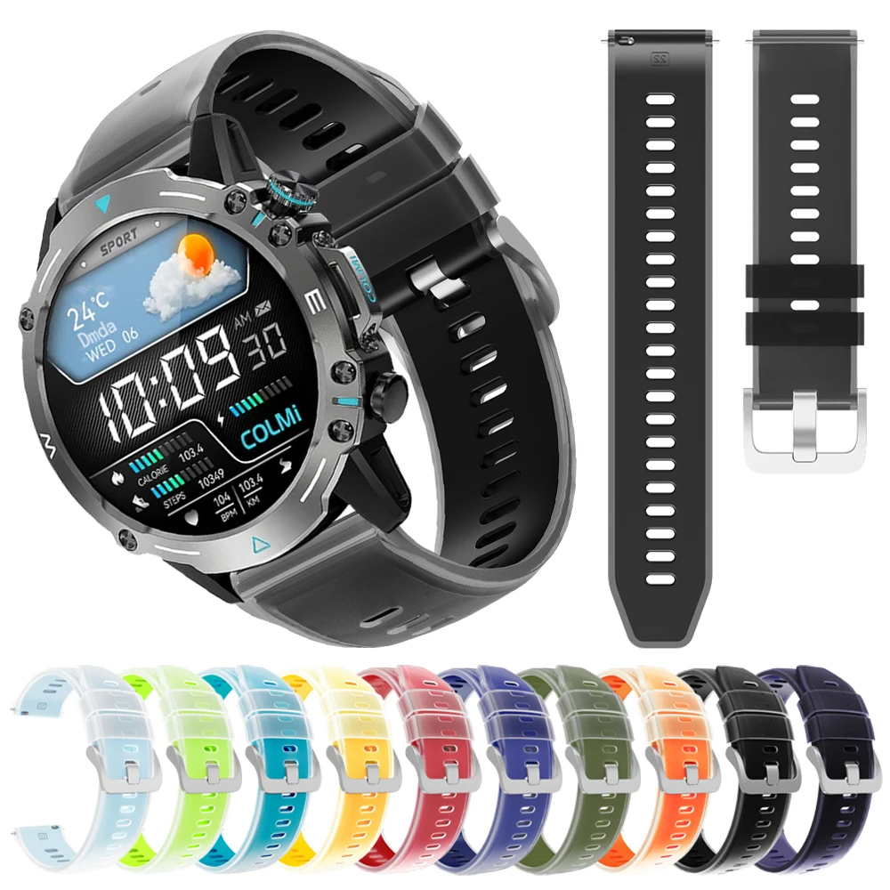 Correa de reloj de silicona transparente de 22mm para COLMi M42 pulsera deportiva para COLMI P86 P82 V76 C81 I30 C63 P68 reemplazo de correa - imagen 2