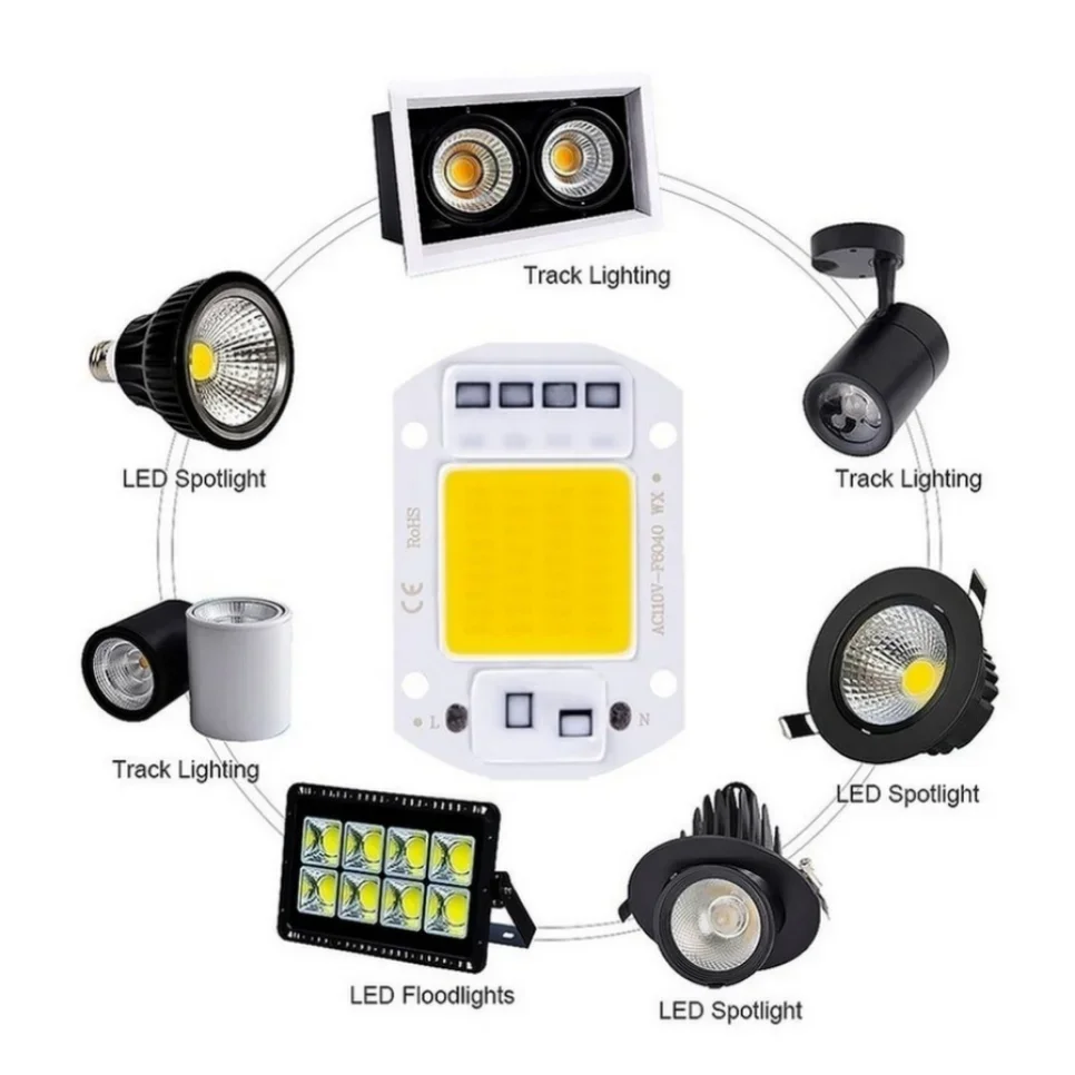 Chip LED COB de 110V, 220V, 20W, 30W, 50W, sin necesidad de controlador, cuentas de lámpara para foco de luz de inundación, Chip de iluminación artesanal - imagen 3