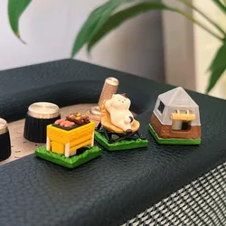 Teclas de gato para acampar, personalidad divertida, resina para acampar al aire libre, cereza ESC 1U, tapa de tecla de 3 teclas para teclado mecánico, accesorios de juego