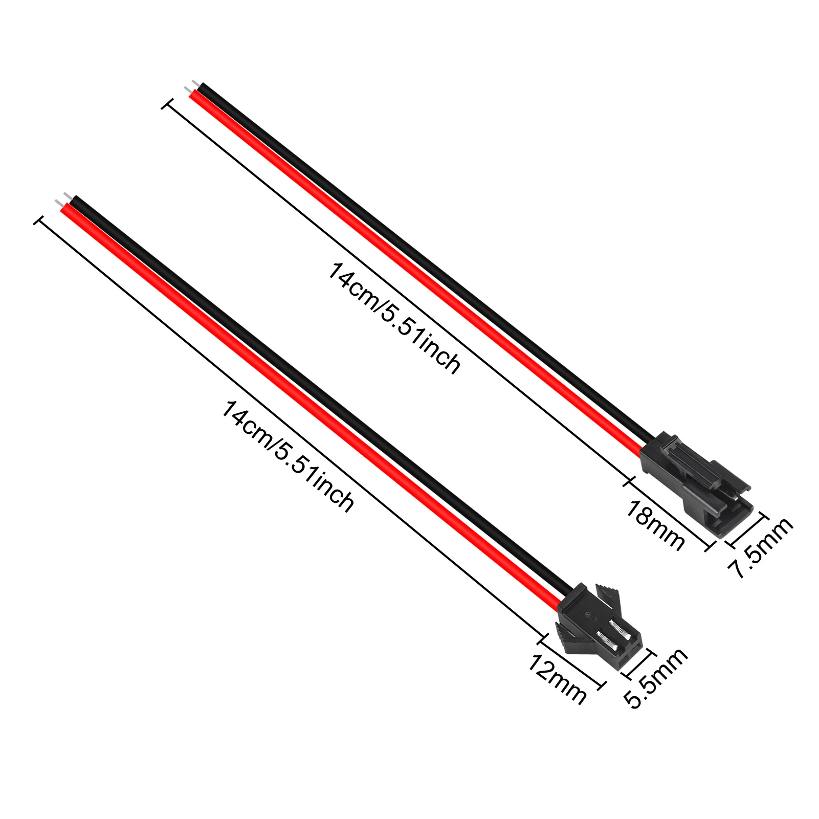 10 pares 15cm JST SM 2 pines enchufe macho a hembra conector de Cable 20AWG Cable conector de Terminal para luz LED - imagen 2