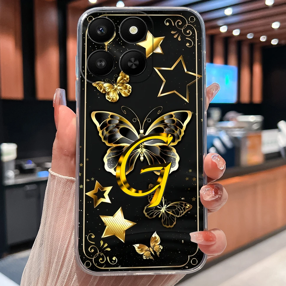 Para Honor X7D X7A Funda de teléfono de lujo con letras de mariposa suave TPU Funda transparente de silicona para HonorX 7d X 7a parachoques ligero - imagen 3