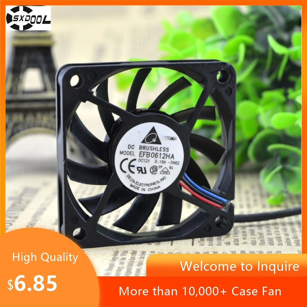 Ventilador 6010 para Delta EFB0612HA 60x60x10mm 12V 0.18A doble bola 4200RPM 18CFM ventilador ultrafino para electrónica - imagen 4