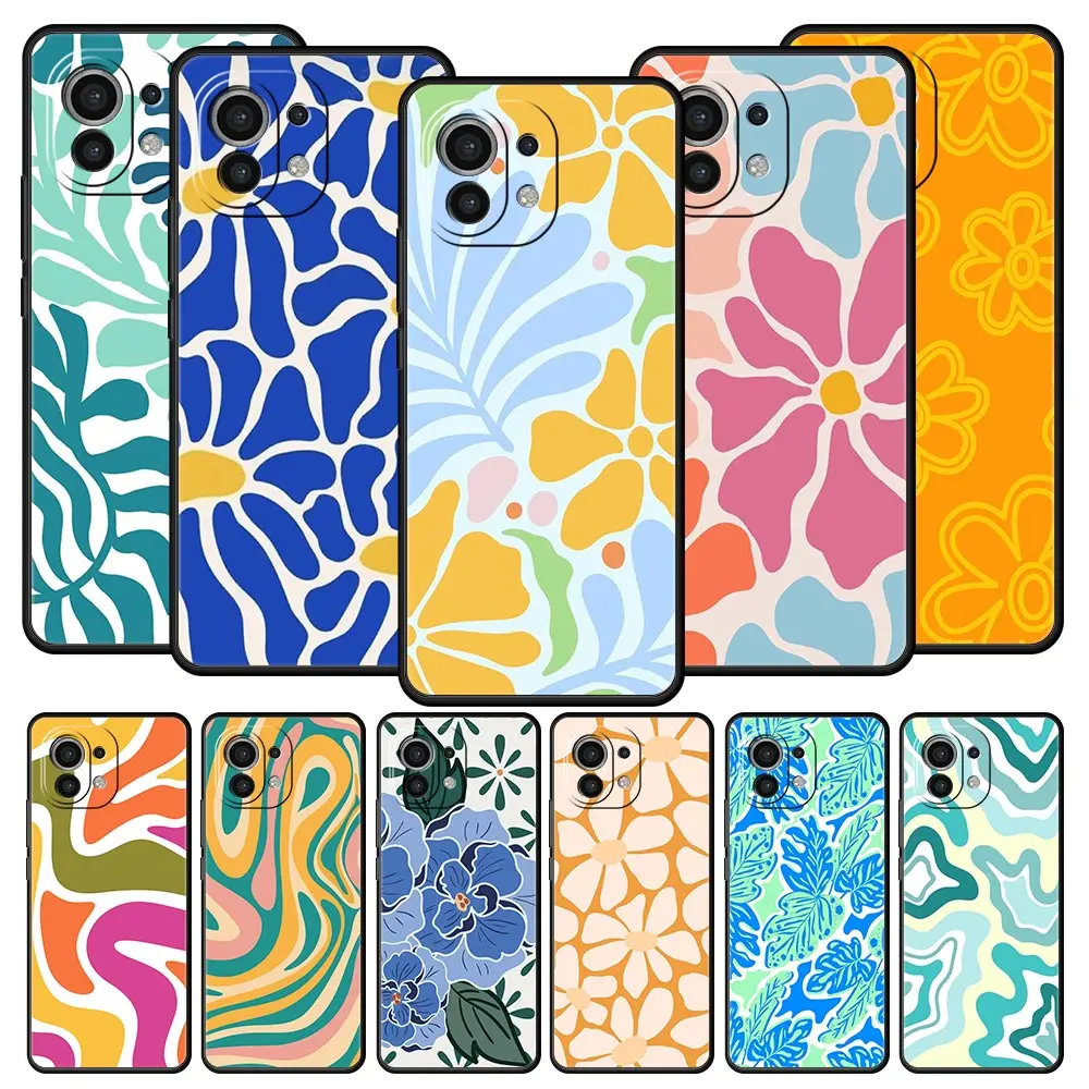 Funda de teléfono para Xiaomi Mi 15 14 14T 13T 12T Pro 12 13 11 Lite 5G 11T X6 X5 Pro cubierta suave de TPU mercado de flores abstractas