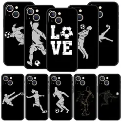 Funda iPhone fútbol negra – lujo para 11‑15, 12‑13, SE, XR, XS