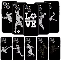 Funda iPhone fútbol negra – lujo para 11‑15, 12‑13, SE, XR, XS