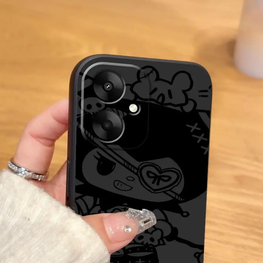 Sanrio Cool Kuromi Hello Kitty funda de teléfono suave negra para Xiaomi Redmi 10 A4 A3 9 A1 A2 Plus A5 12C K40 K80 Pro 14C 13C - imagen 4