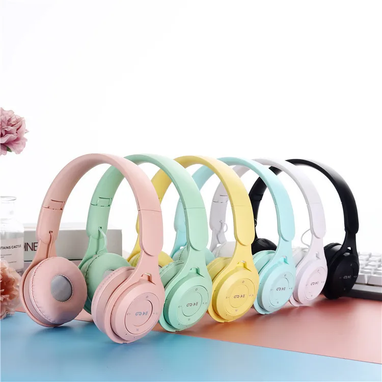 Auriculares Macaron para niños, inalámbricos por Bluetooth, diadema estéreo, auriculares para juegos con micrófono, regalo para chica para tableta móvil - imagen 2