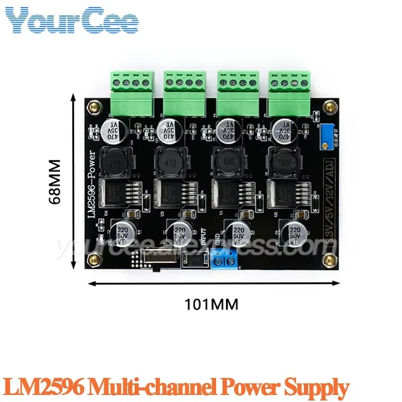 Fuente de alimentación conmutada multicanal DC-DC LM2596 con pantalla Digital de 4 canales Placa de alimentación de salida reductor ajustable - imagen 5