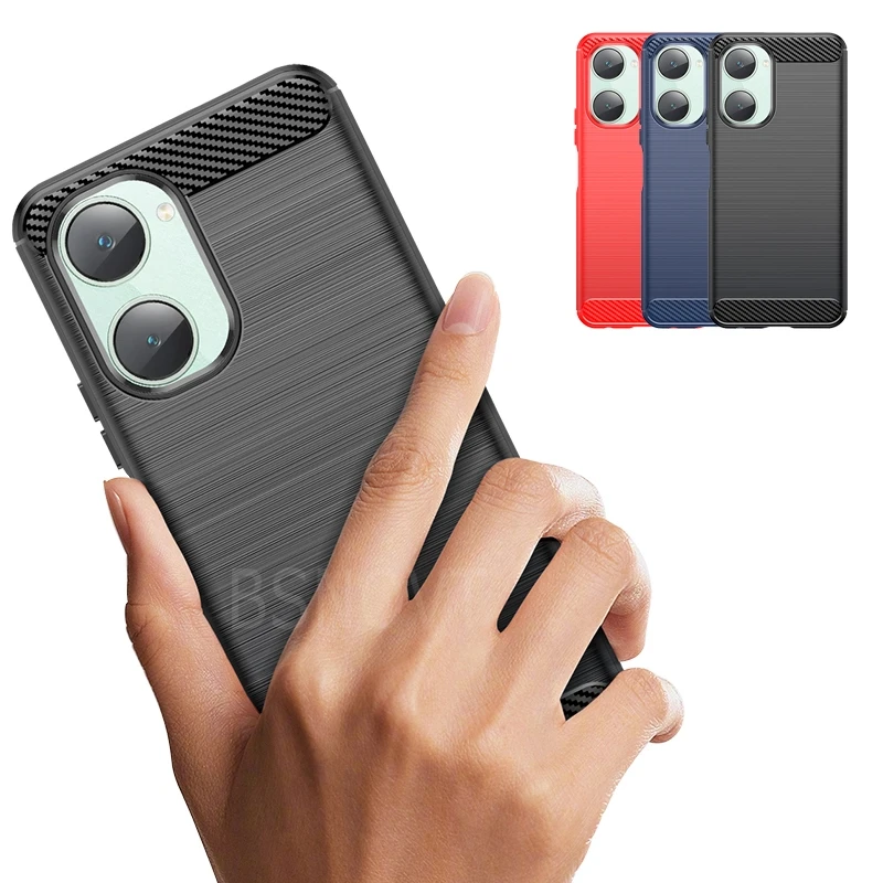 Funda de fibra de carbono para Vivo Y28S, carcasa suave a prueba de golpes, parachoques trasero, TPU, nueva - imagen 2