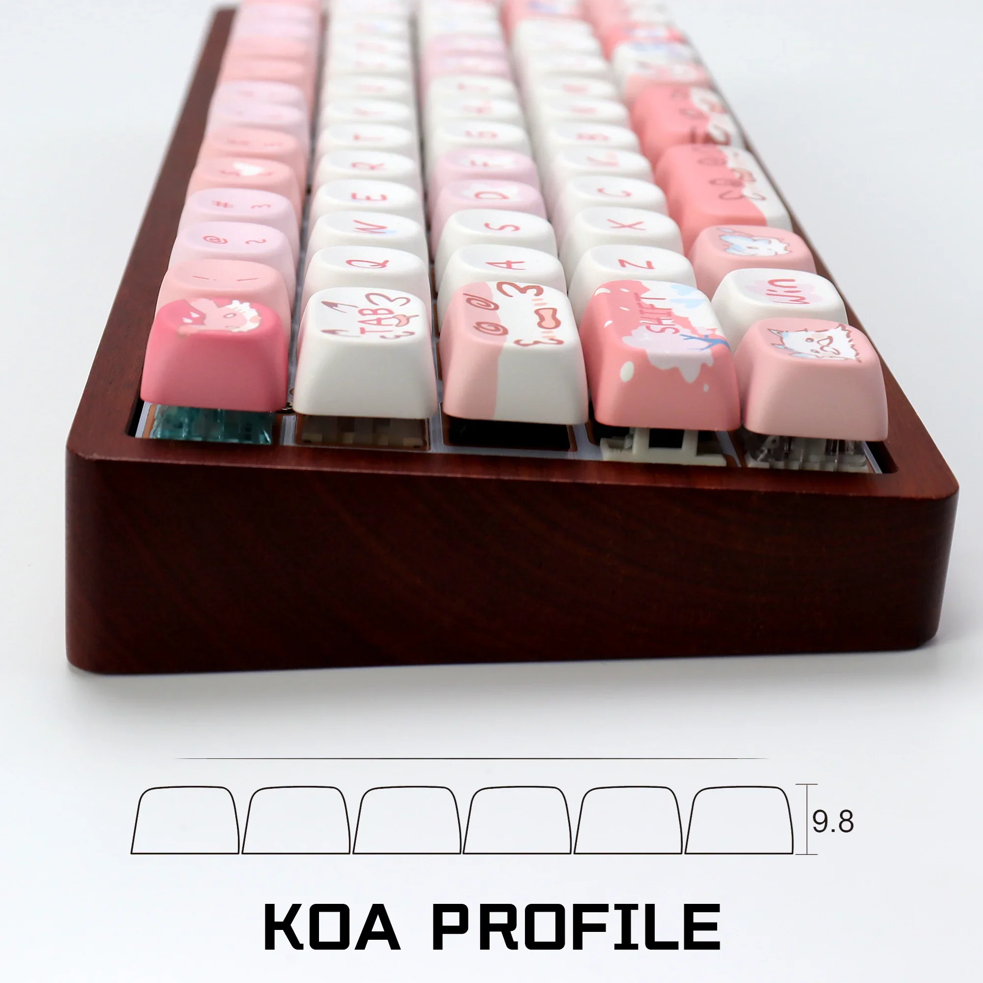 KBDiy 133 teclas PBT Chillet-Lgnis Keycap KOA perfil teclado mecánico de dibujos animados lindos teclas de dibujos animados para interruptor MX aula F87 F108 F99 Pro ACE60 ACE68 RAINY75 AK74 gx87 crush80 raven68 mad 60 - imagen 2